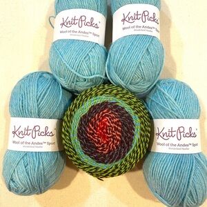 Knit Picks Wool of the Andes and Crazy Varigated Yarn Bundle NEW